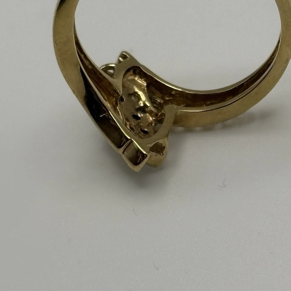 Vintage Ruby and Diamond Ring Gold Plated Size 10 Retro Cocktail Prom